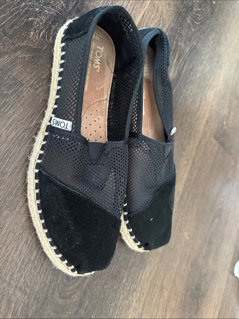 TOMS Black Mesh & Suede Espadrille Slip-Ons